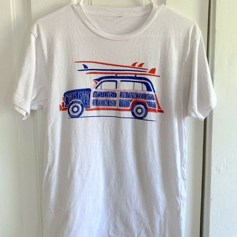 Chris Isaak Ladies 100% Cotton Tour T- Shirts Small Loose Fit  (label cut off)